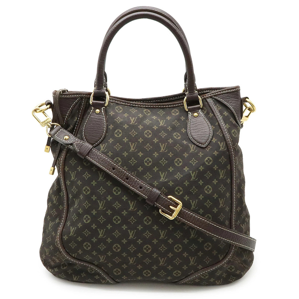 LOUIS VUITTON Monogram Lin Besace Un Jour Tote Bag Shoulder Canvas Ebene Brown